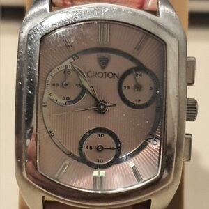 Croton Chronomaster Silver/Pink Leather Chronograph Women's Watch